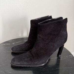 Gucci Black Suede Pointed Toe Back Zip Ankle Boots / Booties Sz 5.5